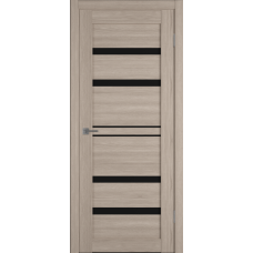 Дверь межкомнатная ВФД Атум Про X26 Дуб красный, стекло черное "Лакобель черный"